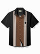 Alohadaddy Vintage Bowling Geometric Diamond Print Chest Pocket Shirt Plus Size Men's Shirt
