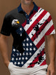 Alohadaddy Holiday American Flag Eagle Print Polo Shirt Stretch Comfort Camping Pullover Polo Shirt Big Tall