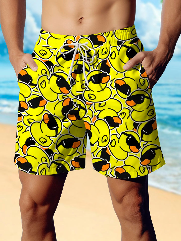 Alohadaddy Hawaiian Yellow Duck Print Men&