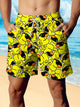 Pantalones cortos de playa para hombre con estampado hawaiano de pato amarillo Alohadaddy
