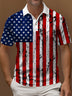 Alohadaddy Holiday American Flag Printed Polo Shirt Stretch Comfort Camping Pullover Polo Shirt Big Tall