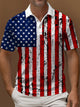 Alohadaddy Holiday American Flag Printed Polo Shirt Stretch Comfort Camping Pullover Polo Shirt Big Tall