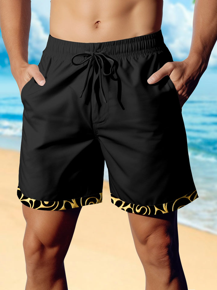 Alohadaddy Basic Gold Pattern Patchwork Printed Men&