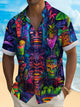 Alohadaddy Beach Vacation Men's Hawaiian Shirt Tiki Cocktail Tiki Bar Print Pocket Camping Shirt Big Tall