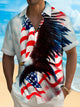 Alohadaddy Holiday Men's Independence Day Flag Eagle Print Casual Breathable Short Sleeve Shirt Big Tall