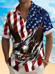 Camisa de manga corta transpirable informal con estampado de águila y bandera del Día de la Independencia para hombre de Alohadaddy Holiday, talla grande