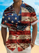 Alohadaddy Holiday Men's Independence Day Flag Printed Casual Breathable Short Sleeve Shirt Big Tall