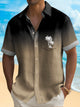 Alohadaddy Beach Vacation Men's Hawaiian Shirt Black Brown Gradient Coconut Tree Print Pocket Camping Shirt Big Tall