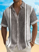 Alohadaddy Vintage Bowling Abstract Texture Line Print Chest Pocket Shirt Plus Size Men's Shirt Big Tall