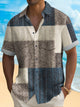 Alohadaddy Vintage Geometric Abstract Texture Print Chest Pocket Shirt Plus Size Men's Shirt Big Tall
