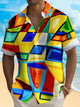 Alohadaddy Vintage Abstract Geometric Texture Print Chest Pocket Shirt Plus Size Men's Shirt Big Tall