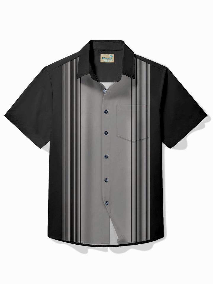Alohadaddy Vintage Bowling Line Print Chest Pocket Shirt Plus Size Men&