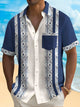 Alohadaddy Vintage Bowling Ethnic Pattern Stripe Print Chest Pocket Shirt Plus Size Men's Shirt Big Tall