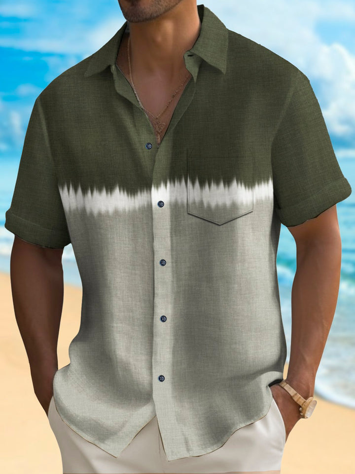 Alohadaddy Vintage Abstract Texture Print Chest Pocket Shirt Plus Size Men&