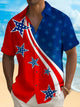 Alohadaddy Holiday Men's Independence Day Flag Printed Casual Breathable Short Sleeve Shirt Big Tall