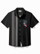 Alohadaddy Vintage Bowling American Flag Eagle Print Chest Pocket Shirt Plus Size Men's Shirt Big Tall