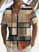 Alohadaddy Vintage Geometric Print Chest Pocket Shirt Plus Size Men's Shirt Big Tall