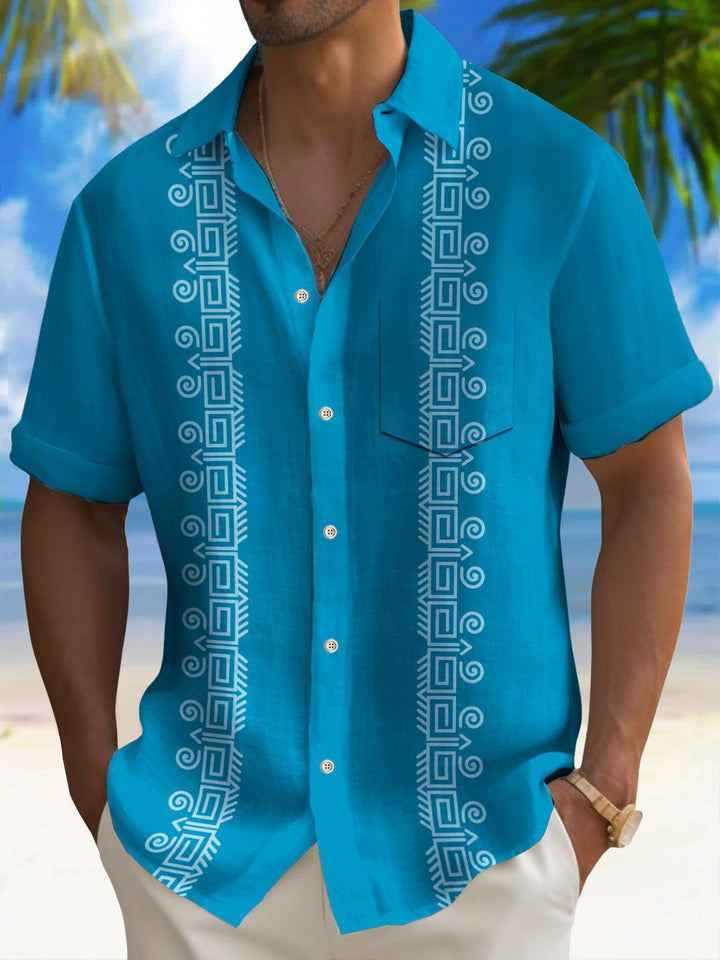 Camisa Guayabera Vintage de los años 60 para hombre de Alohadaddy, camisa de campamento con bolsillo elástico, talla grande