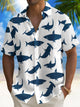 Alohadaddy Beach Vacation Men's Hawaiian Shirt Shark Print Pocket Camping Shirt Big Tall