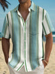 Alohadaddy Vintage Bowling Stripe Print Chest Pocket Men's High Shirt Big Tall