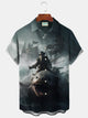 Alohadaddy Beach Vacation Men's Hawaiian Shirt Pirate Print Pocket Camping Shirt Big Tall