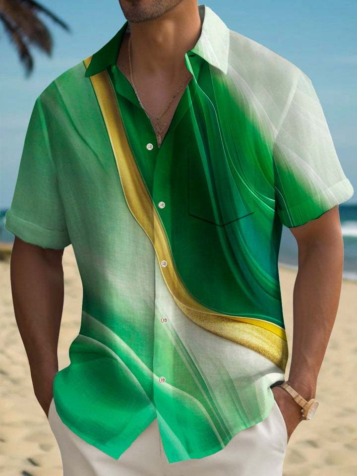 Alohadaddy Vintage Abstract Gradient Print Chest Pocket Men&