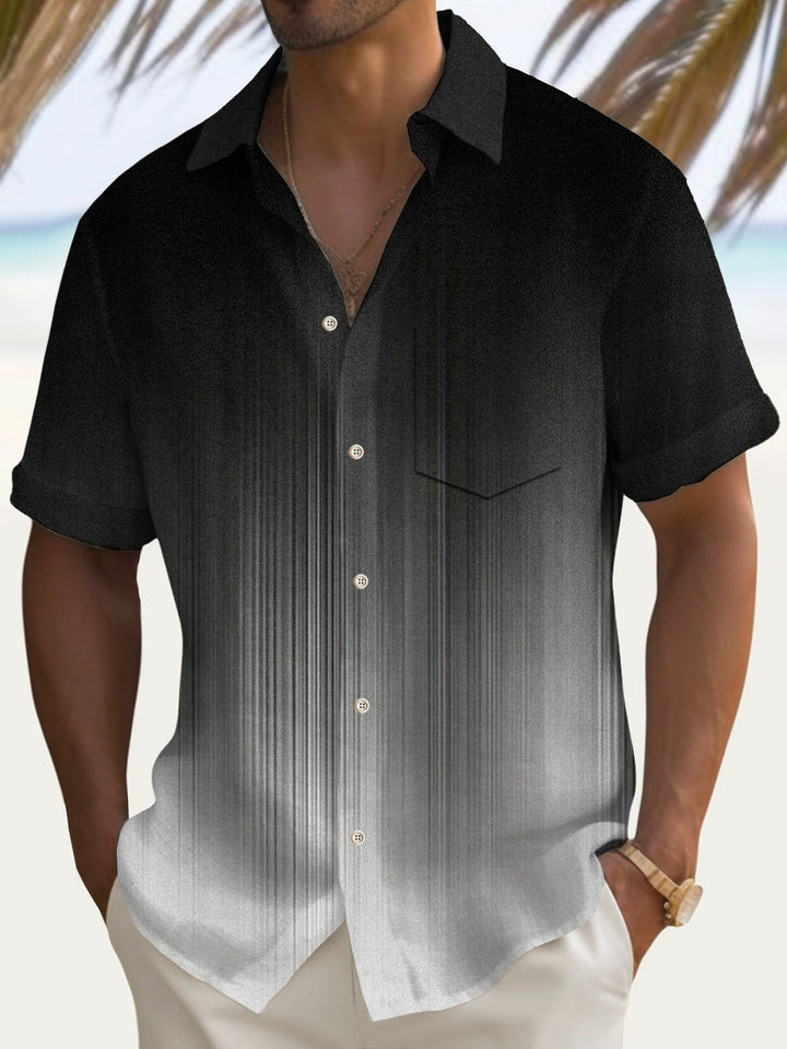 Alohadaddy Vintage Gradient Stripe Print Chest Pocket Men&