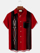 Alohadaddy Vintage Pinstripe Bowling Print Chest Pocket Shirt Plus Size Men's Shirt Big Tall