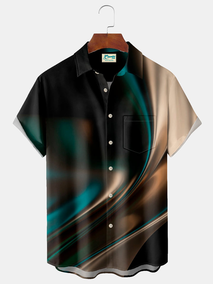 Camisa de hombre de manga larga con bolsillo en el pecho y estampado ombré vintage de Alohadaddy