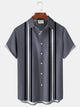 Alohadaddy Vintage Bowling Stripe Print Chest Pocket Men's High Shirt Big Tall