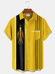 Alohadaddy Vintage Pinstripe Bowling Print Chest Pocket Shirt Plus Size Men's Shirt