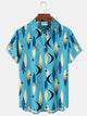 Alohadaddy Vintage Geometric Print Chest Pocket Men's Tall Shirt Big Tall