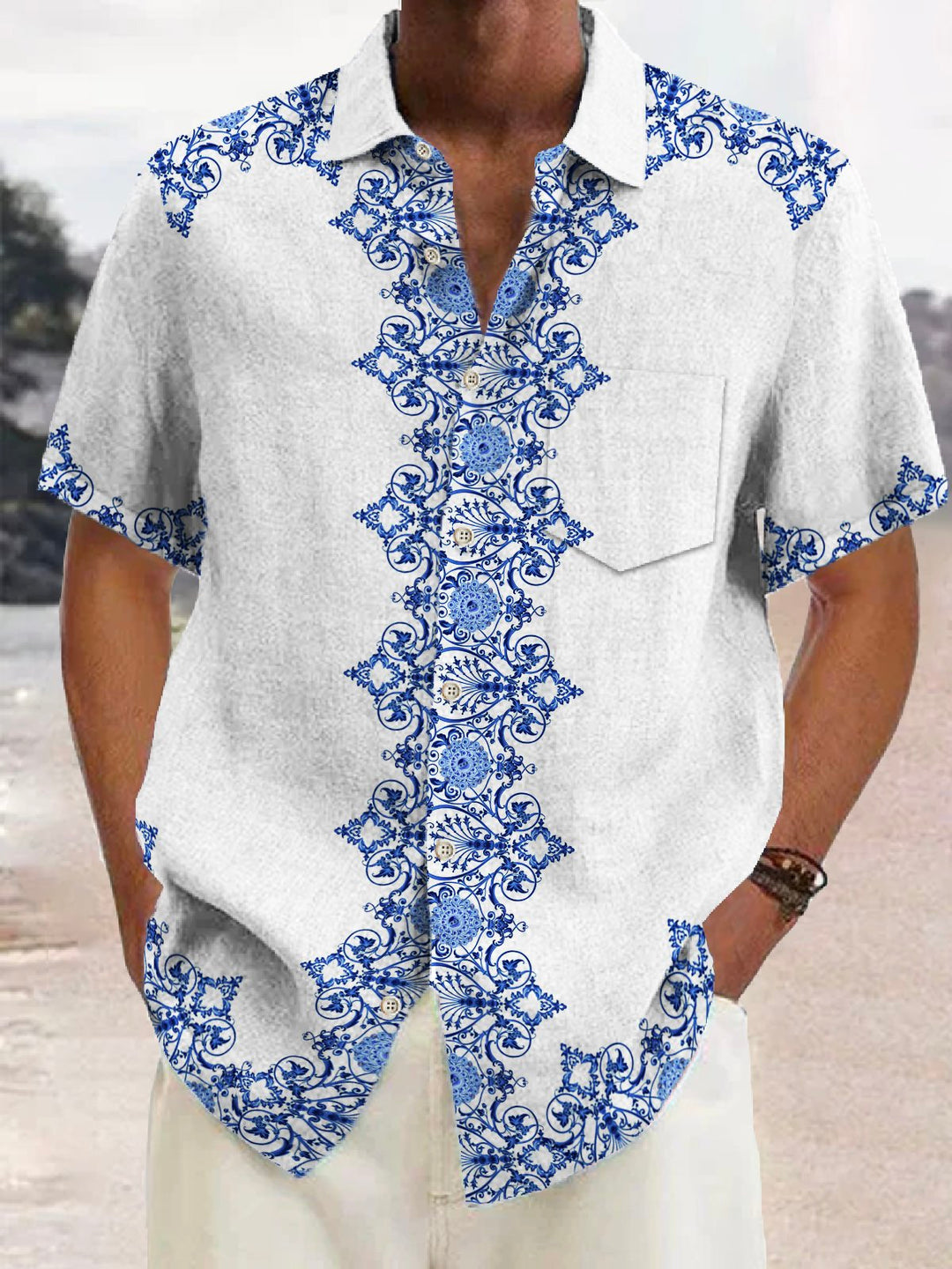 Chemise hawaïenne vintage pour homme Alohadaddy, style baroque, imprimé floral ethnique, poche extensible, chemise de camping, grande taille