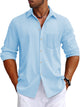 Alohadaddy Basic Men's Solid Color Printed Button-Down Long Sleeve Shirt