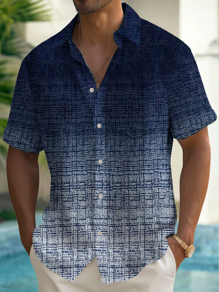 Alohadaddy Vintage Abstract Texture Print Chest Pocket Men&