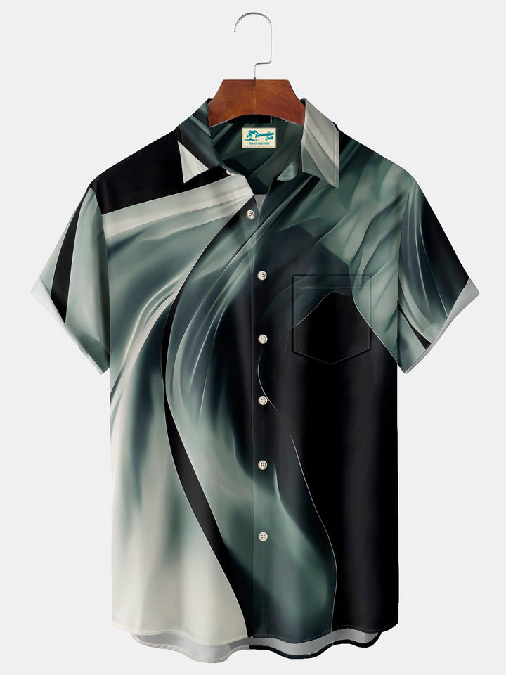 Alohadaddy Vintage Abstract Gradient Texture Print Chest Pocket Men&
