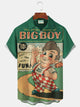 Alohadaddy 50's Vintage Cartoon Print Chest Bag Men's Tall Shirt Big Tall Big Tall