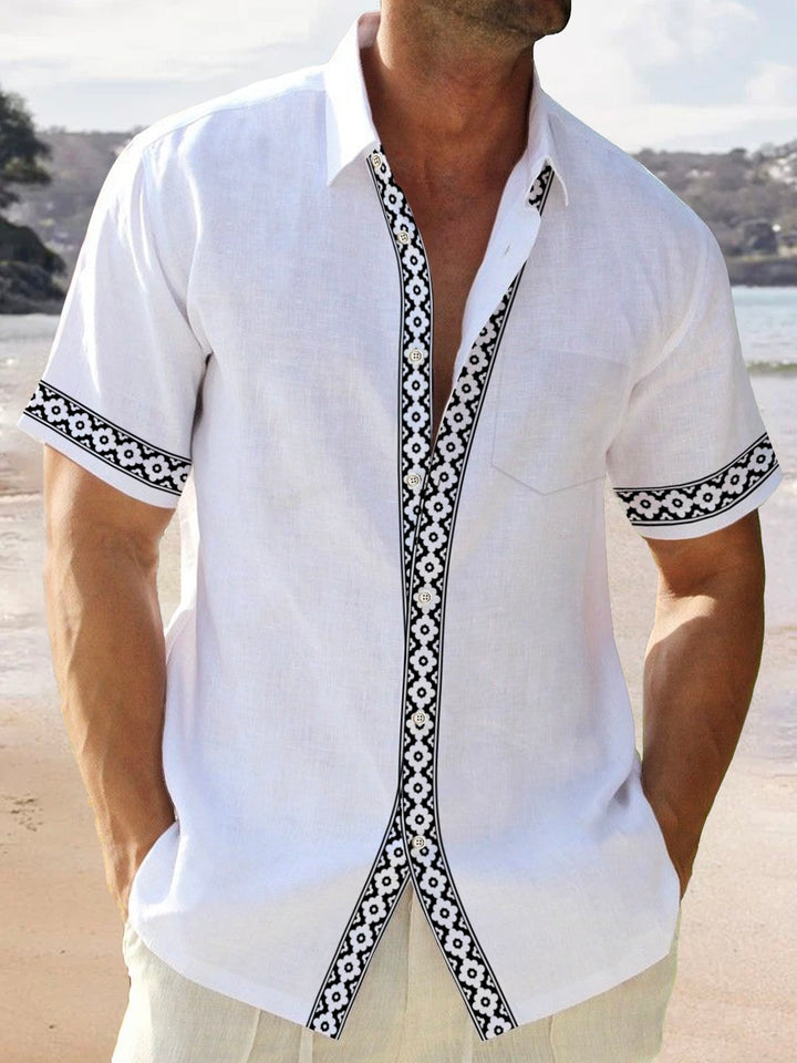 Camisa hawaiana básica Alohadaddy para hombre, con estampado floral étnico, elástica, con bolsillo, para acampar, talla grande