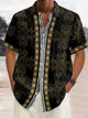 Alohadaddy Vintage Men's Hawaiian Shirt Baroque Palace Ethnic Floral Print Stretch Pocket Camping Shirt Big Tall
