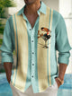 Alohadaddy Vintage Bowling Toucan Cocktail Print Chest Pocket Shirt Plus Size Men's Shirt Big Tall