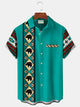 Alohadaddy Vintage Bowling Ethnic Floral Stripe Print Chest Pocket Men's Tall Shirt Big Tall