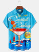Alohadaddy Vintage Cocktail Art Print Chest Pocket Men's Tall Shirt Big Tall