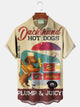 Alohadaddy Vintage Hot Dog Art Print Chest Pocket Men's Tall Shirt Big Tall
