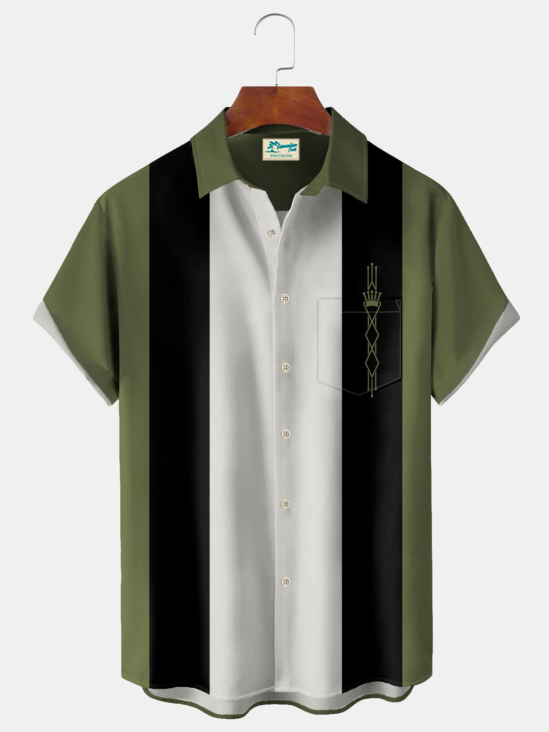 Alohadaddy Vintage Bowling Stripe Art Print Chest Pocket Men&