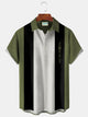 Alohadaddy Vintage Bowling Stripe Art Print Chest Pocket Men's Tall Shirt Big Tall