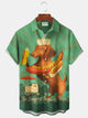 Alohadaddy Vintage Hot Dog Art Print Chest Pocket Men's Tall Shirt Big Tall