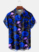 Alohadaddy Retro Skull Flower 3D Digital Print Men's Button Pocket Short Sleeve Shirt Big & Tall