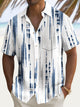 Alohadaddy Vintage Abstract Stripe Print Chest Pocket Shirt Plus Size Men's Shirt Big Tall