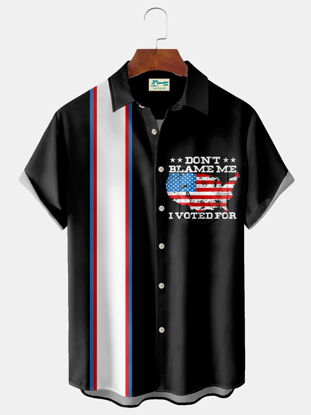 Alohadaddy Vintage Bowling 2024 Pennsylvania Rally Lettering Flag Print Chest Pocket USA Patriotic Shirt Big Tall