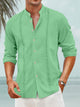 Alohadaddy Cotton Casual Stand Collar Long Sleeve Men's Shirt